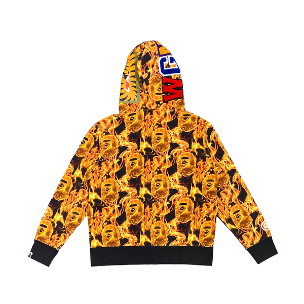  BAPE FLAME SHARK FULL ZIP HOODIE ORANGE 