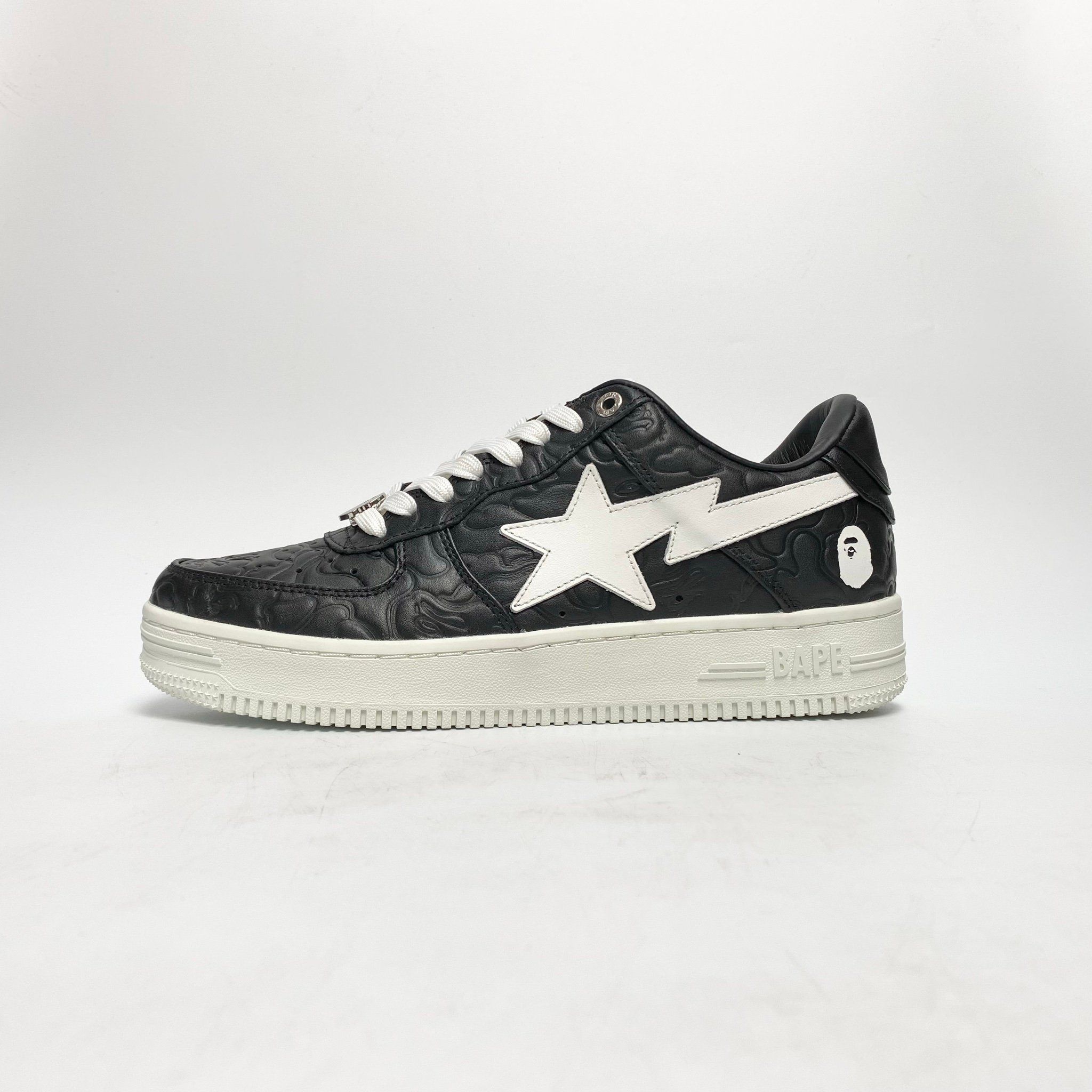  A BATHING APE BAPE LOW BLACK WHITE OZX SH M191052 L 