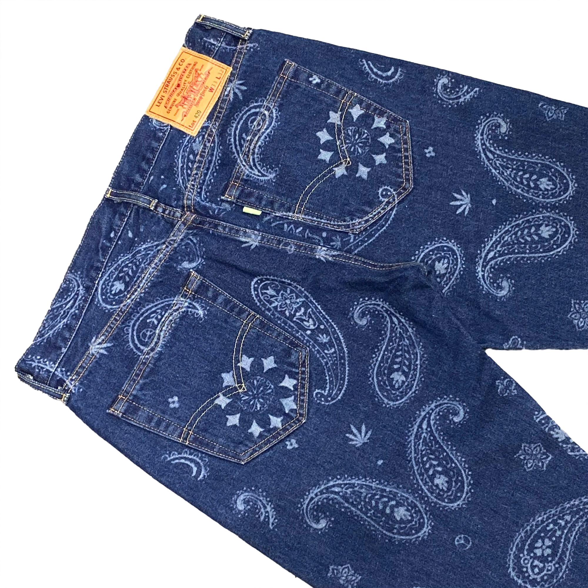  LEVI'S X SNOOP DOGG JEANS LOT 420 PAISLEY BANDANA BLUE WEED 