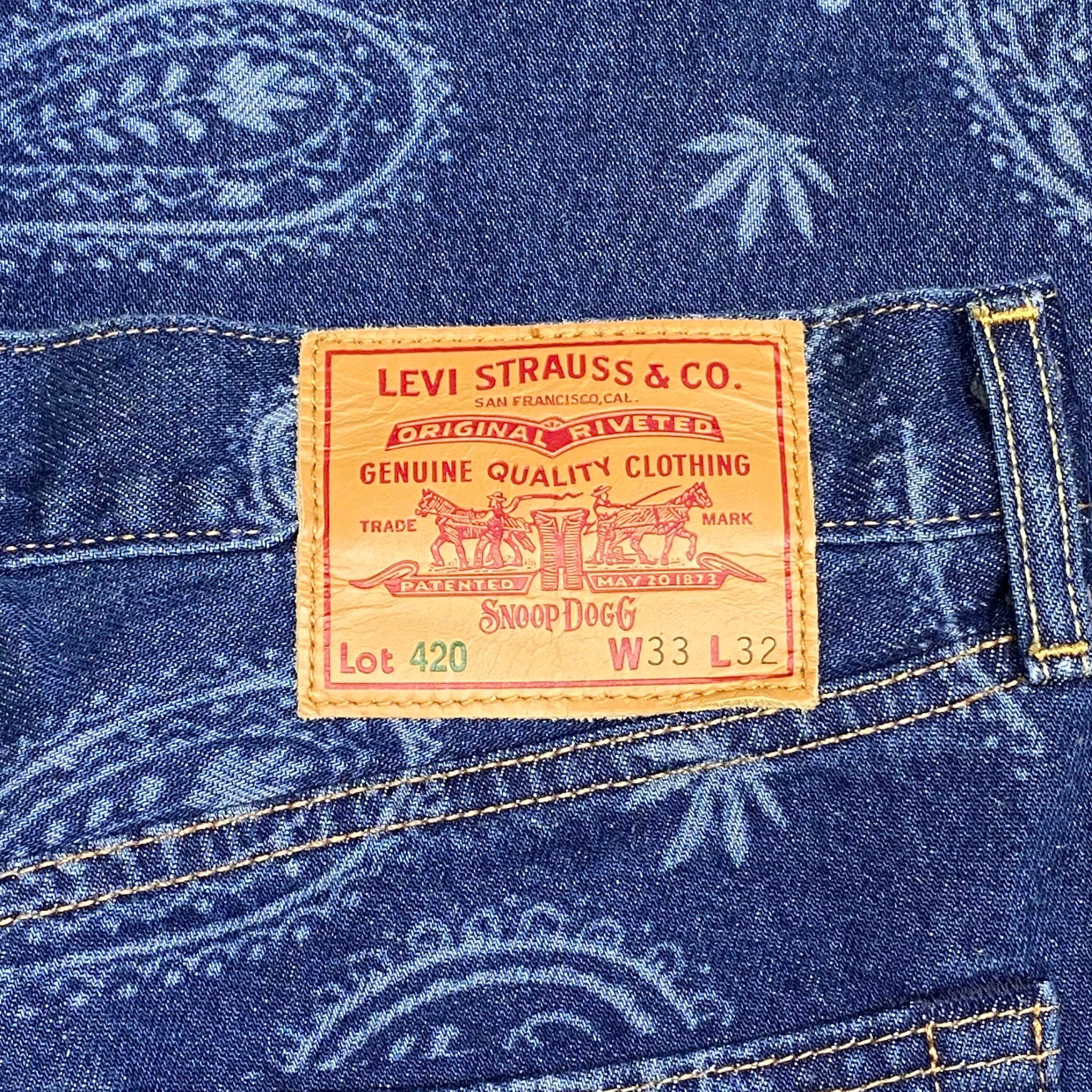  LEVI'S X SNOOP DOGG JEANS LOT 420 PAISLEY BANDANA BLUE WEED 