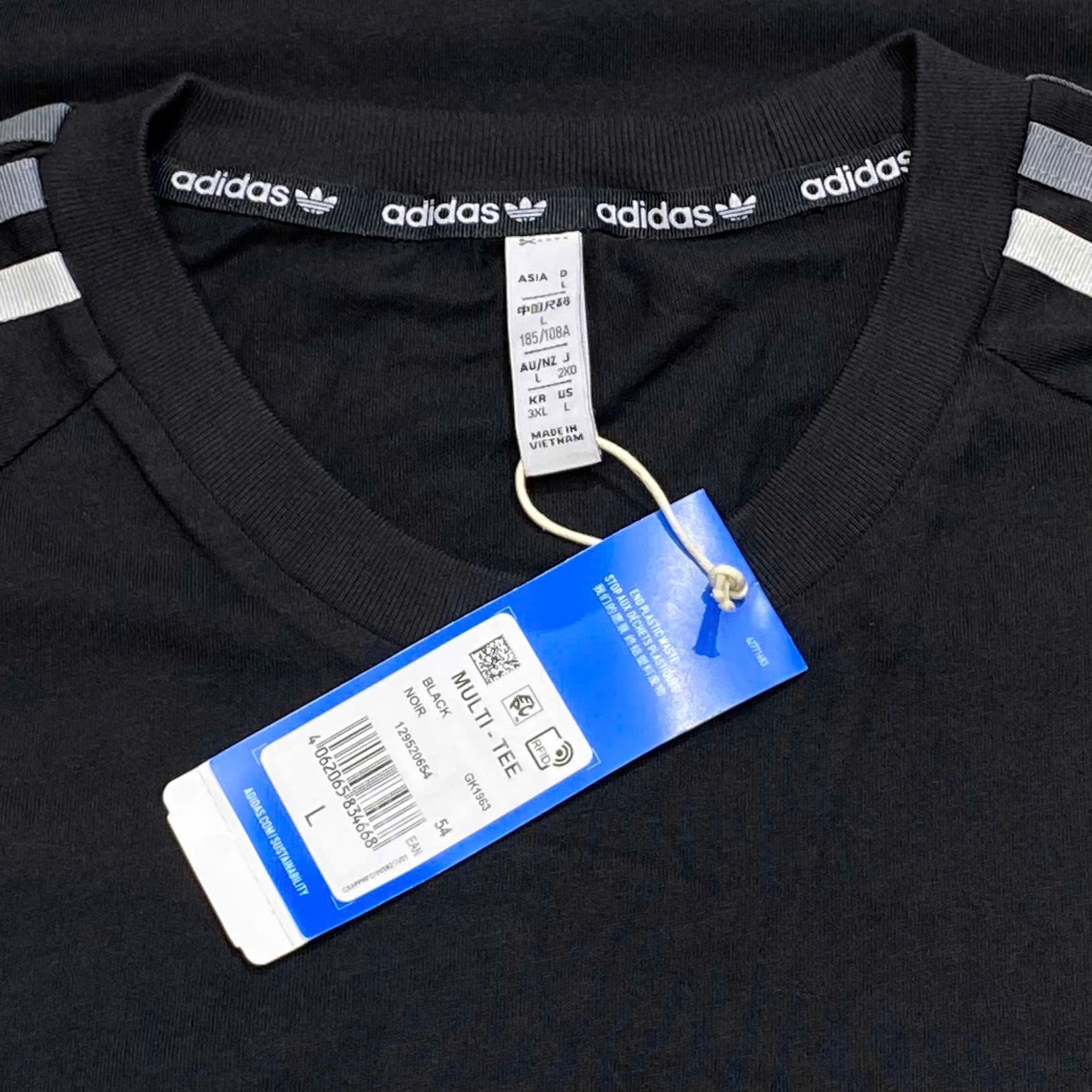  ADIDAS ORIGINALS STRIPE LOGO MICRO MARK ROUND NECK CASUAL SHORT GK1963 