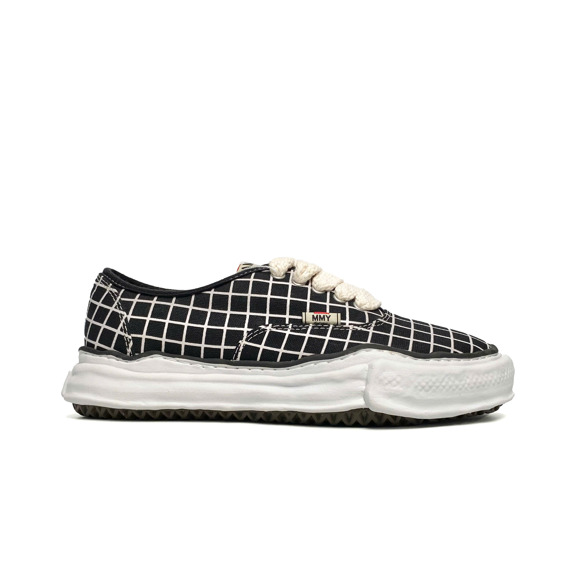  MAISON MIHARA YASUHIRO BAKER OG SOLE CANVAS CHECK LOW-TOP BLACK 