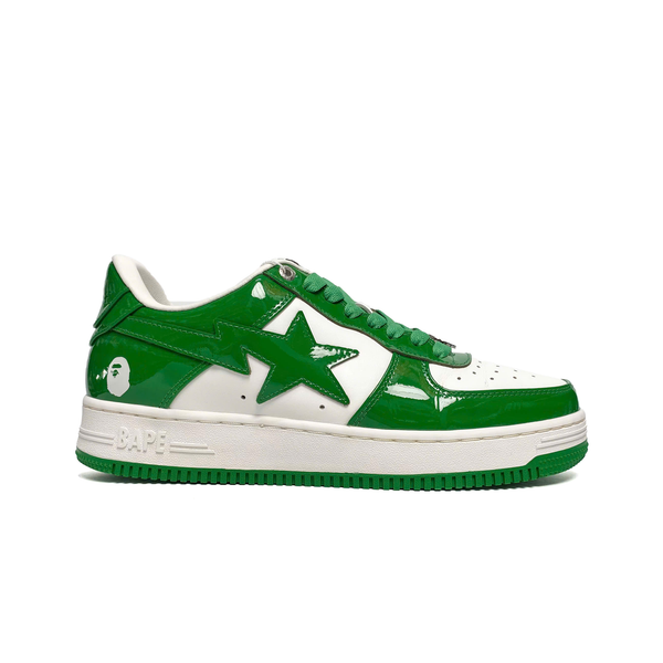  A BATHING APE BAPE STA PATENT LEATHER GREEN WHITE 