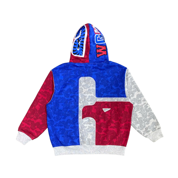  BAPE X RUSSELL SHARK FULL ZIP HOODIE MULTICOLOR 
