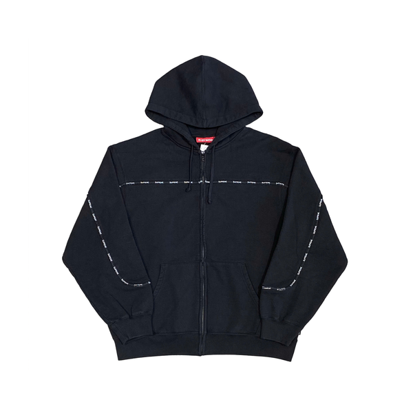  SUPREME PIPING ZIP UP HOODED SWEATSHIRT BLACK 