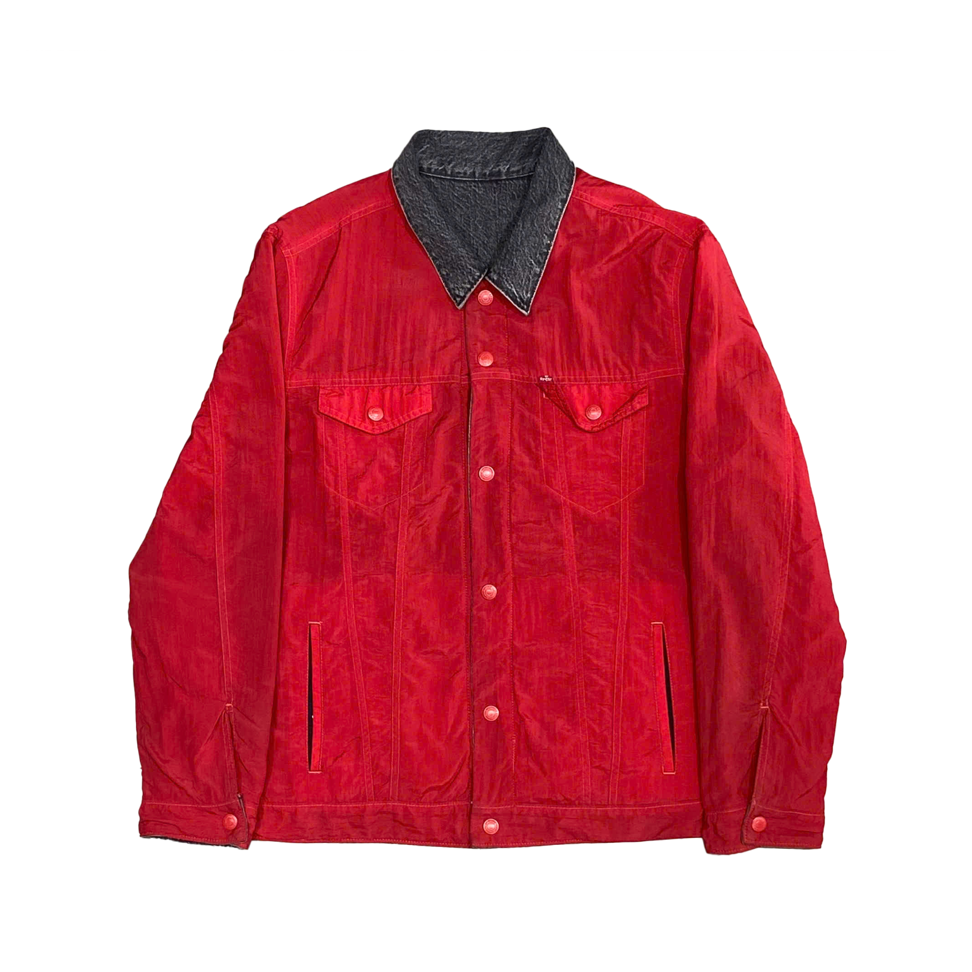  LEVIS X JORDAN REVERSIBLE TRUCKER JACKET BLACK RED 