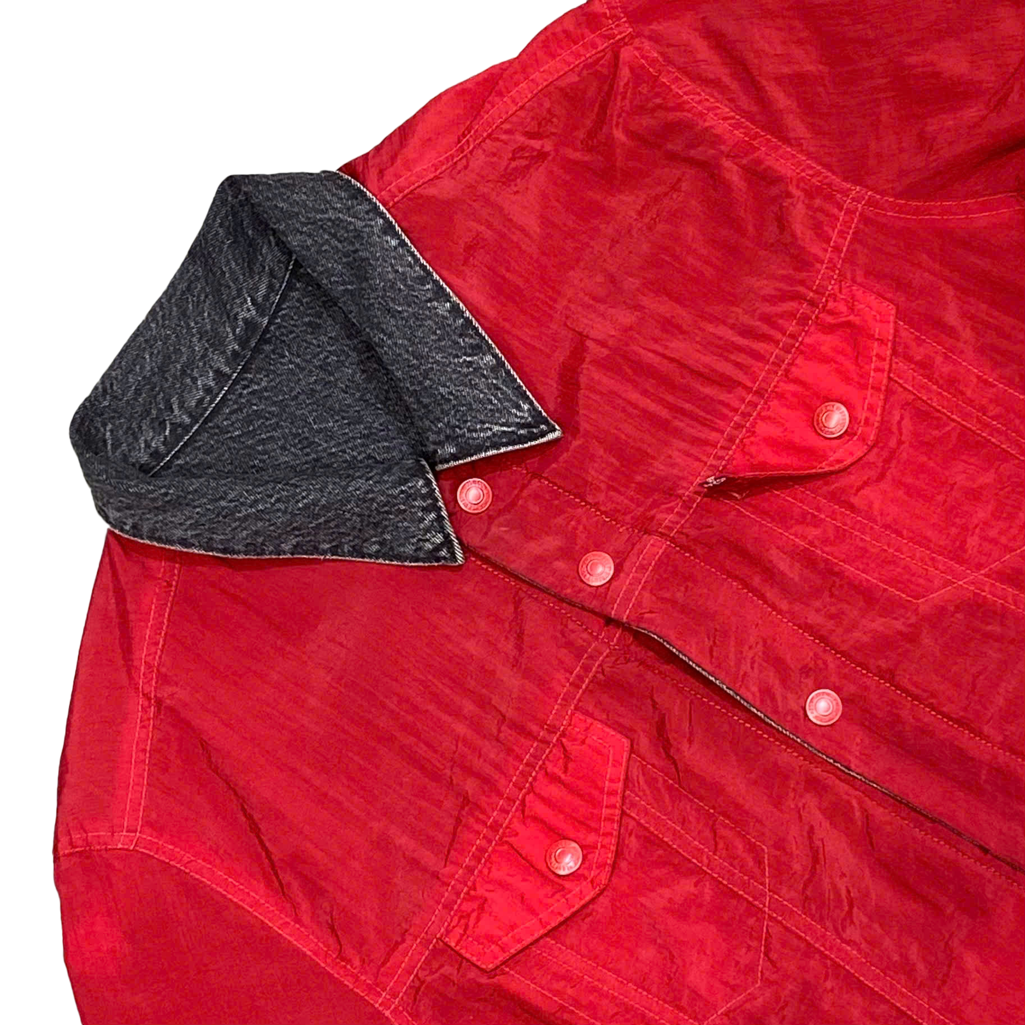  LEVIS X JORDAN REVERSIBLE TRUCKER JACKET BLACK RED 