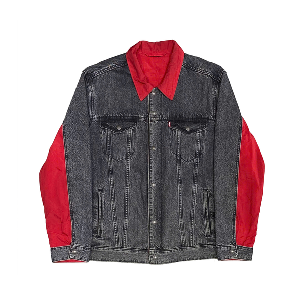  LEVIS X JORDAN REVERSIBLE TRUCKER JACKET BLACK RED 