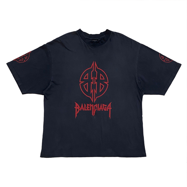  ÁO BALENCIAGA BLACK LOGO-PRINT COTTON T-SHIRT 