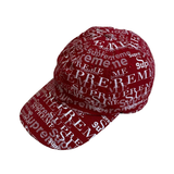  SUPREME LOGO PATTERN 6-PANEL DARK RED 