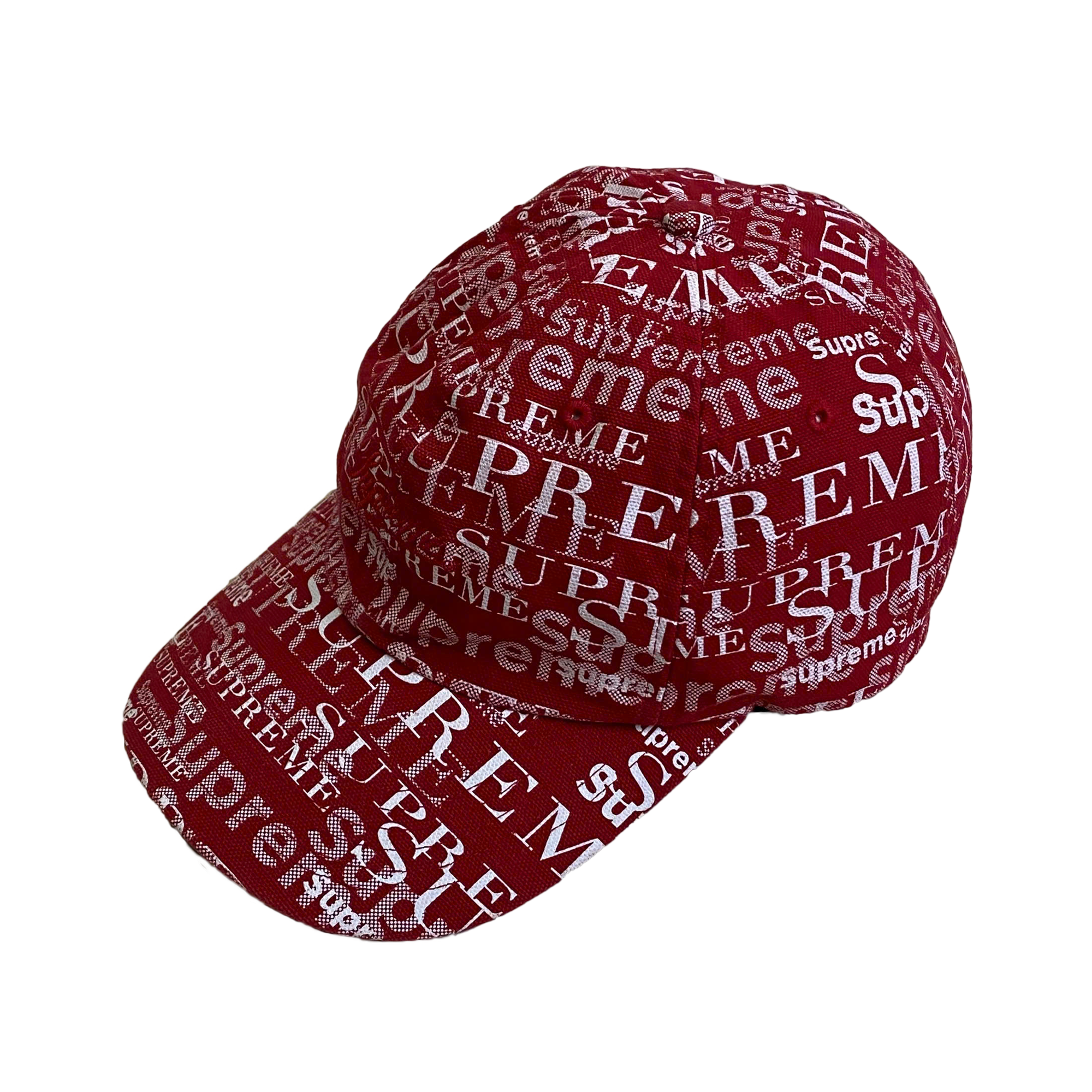  SUPREME LOGO PATTERN 6-PANEL DARK RED 