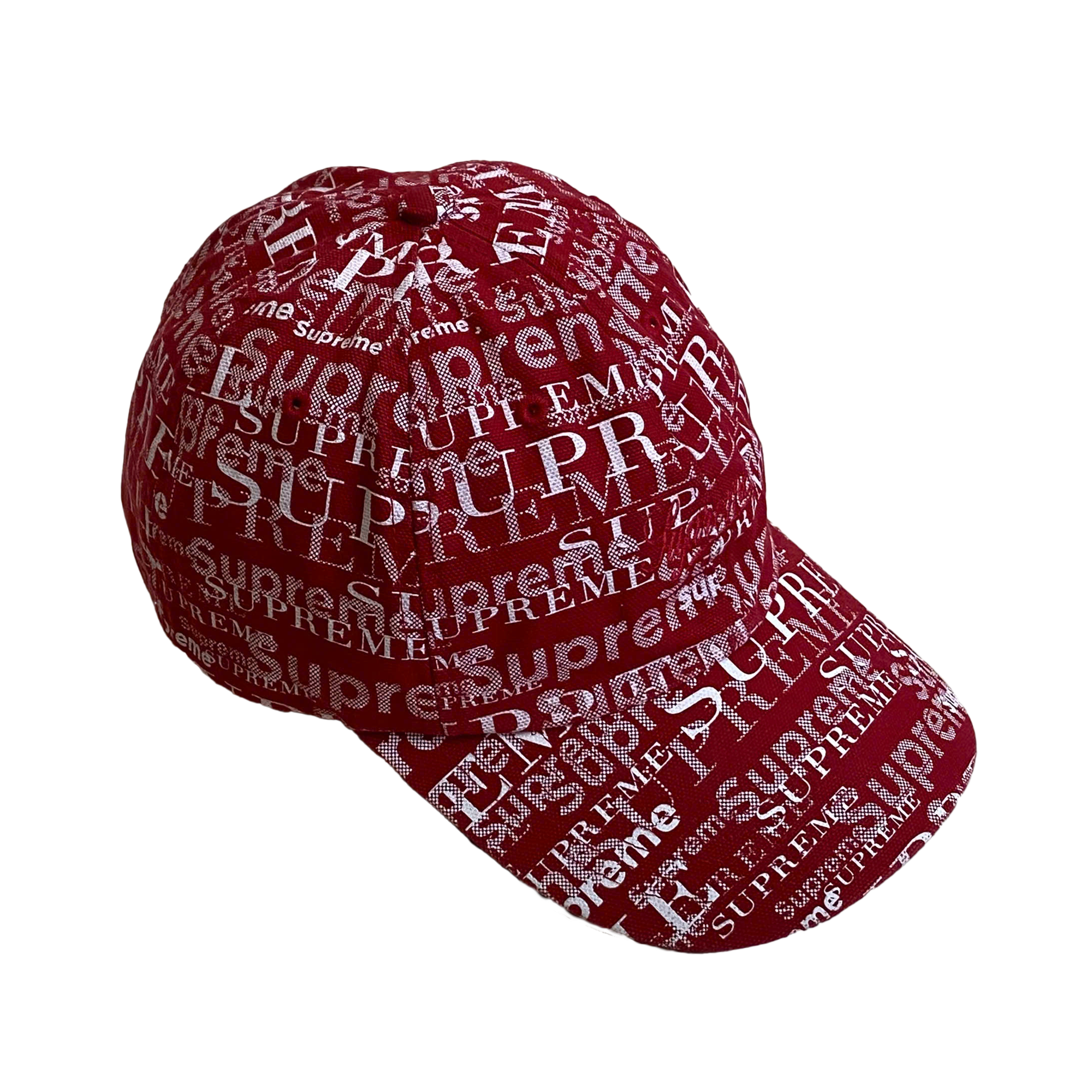  SUPREME LOGO PATTERN 6-PANEL DARK RED 