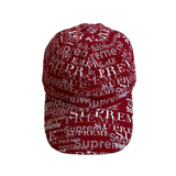  SUPREME LOGO PATTERN 6-PANEL DARK RED 