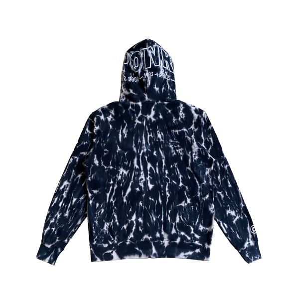  BAPE NAVY & WHITE TIE-DYE SHARK ZIP HOODIE 