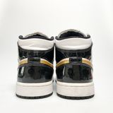  NIKE AIR JORDAN 1 MID PATENT BLACK GOLD 852542-007 