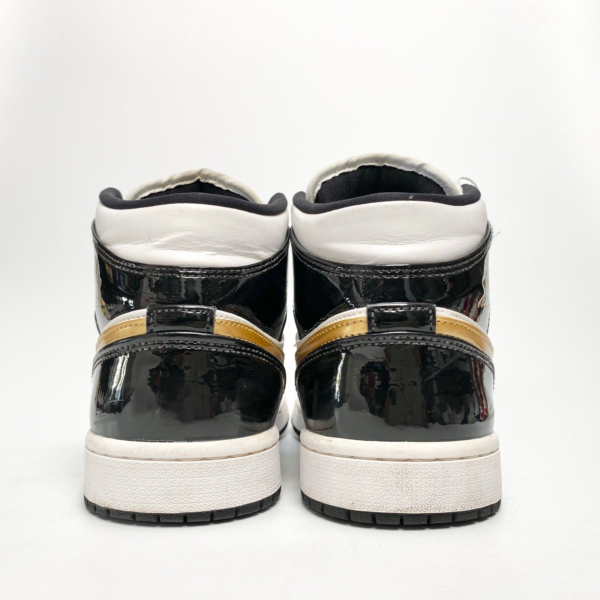  NIKE AIR JORDAN 1 MID PATENT BLACK GOLD 852542-007 