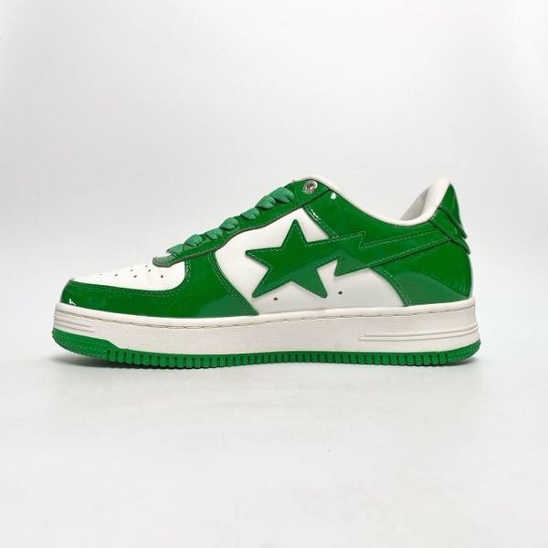  A BATHING APE BAPE STA PATENT LEATHER GREEN WHITE 