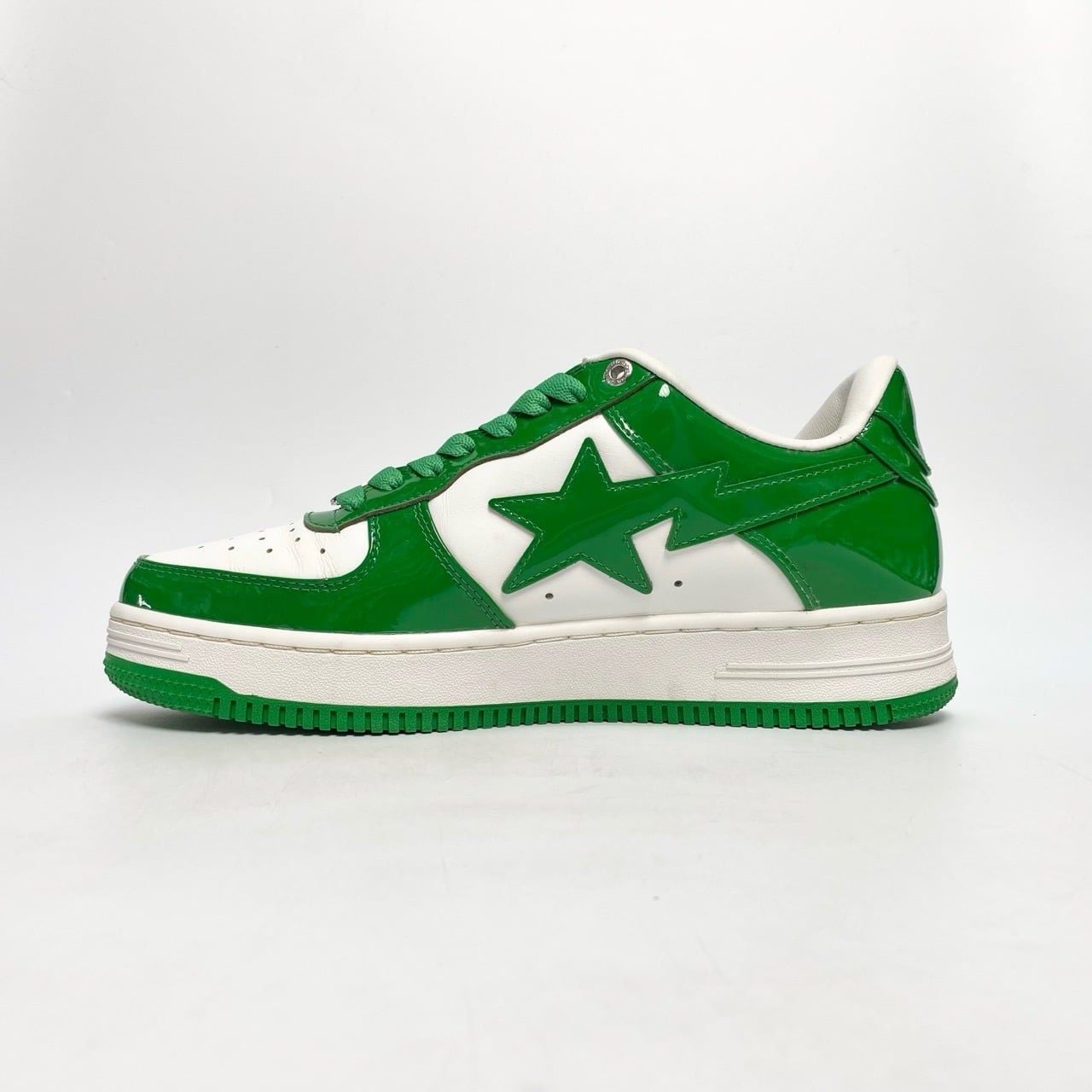  A BATHING APE BAPE STA PATENT LEATHER GREEN WHITE 