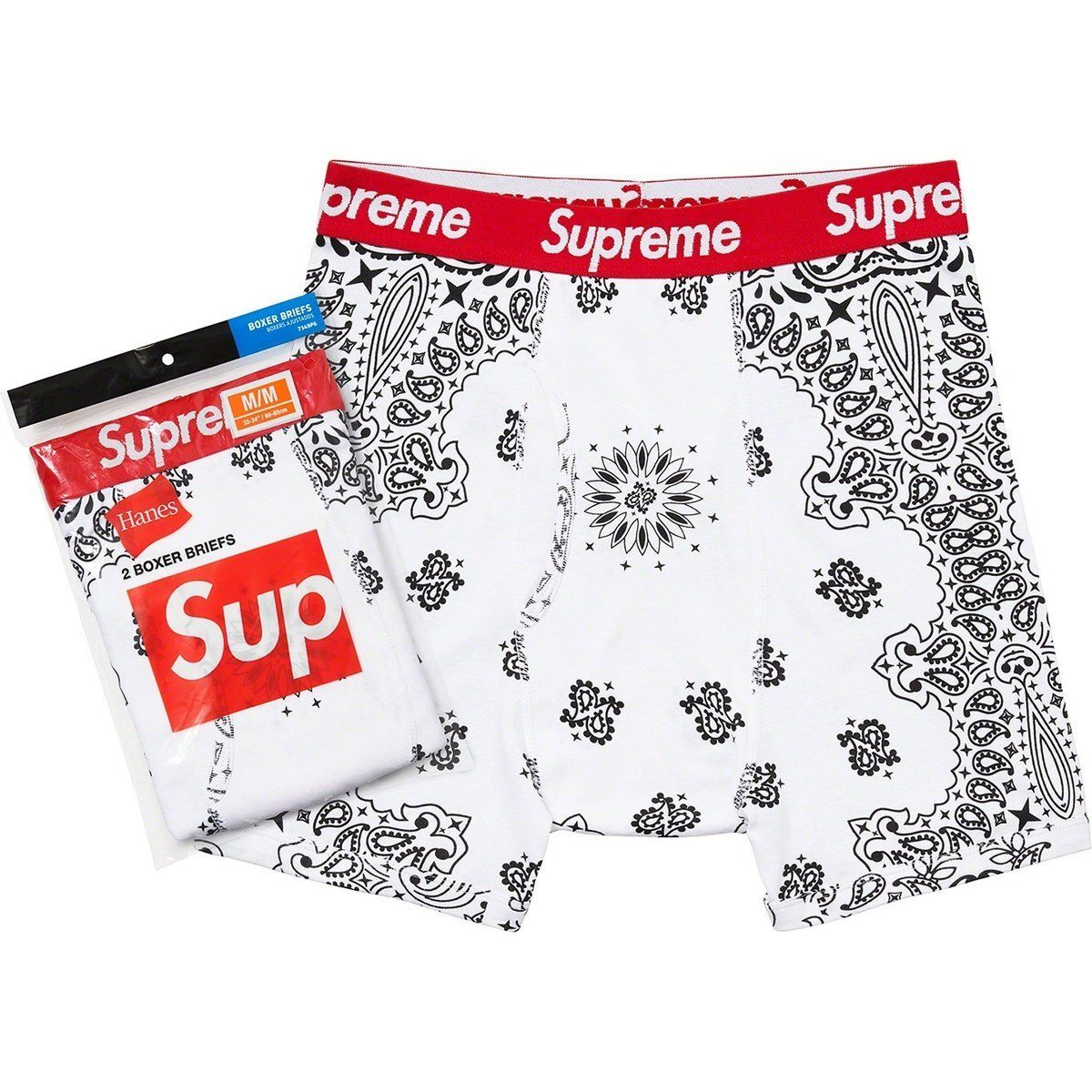  SUPREME HANES BANDANA BOXER BRIEFS WHITE (2C/PACK) FW 22 