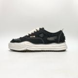  MAISON MIHARA YASUHIRO BAKER BROKEN LEATHER CANVAS LOW BLACK A08FW727 