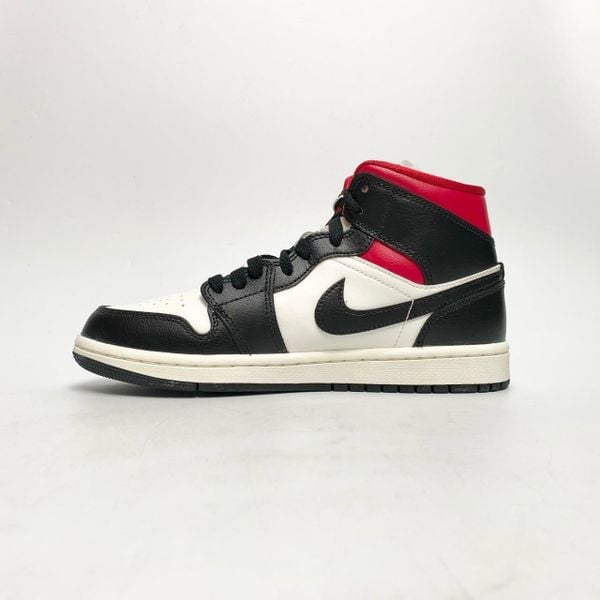  NIKE AIR JORDAN 1 MID BLACK SAIL GYM RED BQ6472-061 