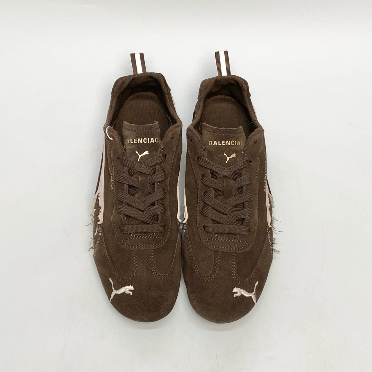  PUMA SPEEDCAT BALENCIAGA SUEDE DISTRESSED BROWN WHITE 406519-05 