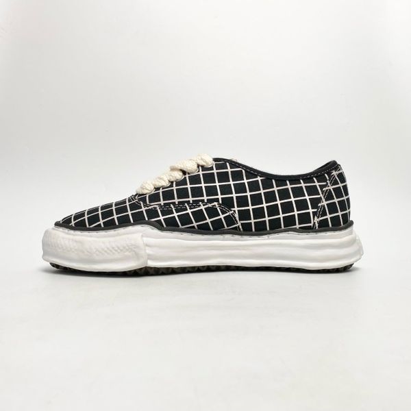  MAISON MIHARA YASUHIRO BAKER OG SOLE CANVAS CHECK LOW-TOP BLACK 