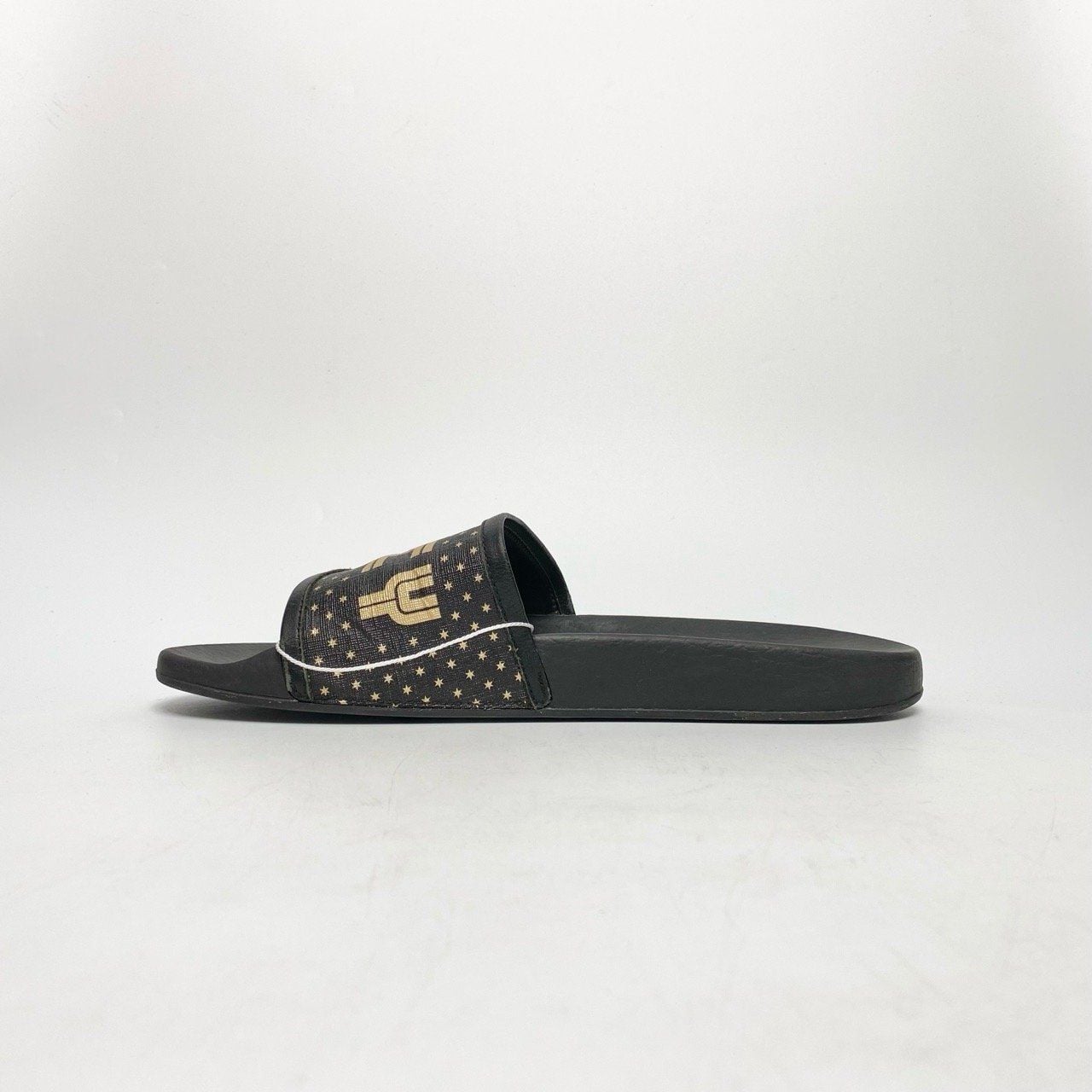  GUCCI BLACK SUPREME CANVAS SLIDES 