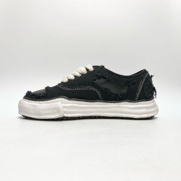  MAISON MIHARA YASUHIRO BAKER BROKEN LEATHER CANVAS LOW BLACK A08FW727 