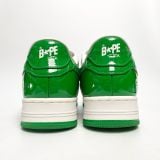  A BATHING APE BAPE STA PATENT LEATHER GREEN WHITE 