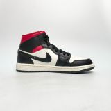  NIKE AIR JORDAN 1 MID BLACK SAIL GYM RED BQ6472-061 
