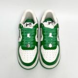  A BATHING APE BAPE STA PATENT LEATHER GREEN WHITE 