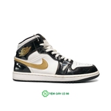  NIKE AIR JORDAN 1 MID PATENT BLACK GOLD 852542-007 