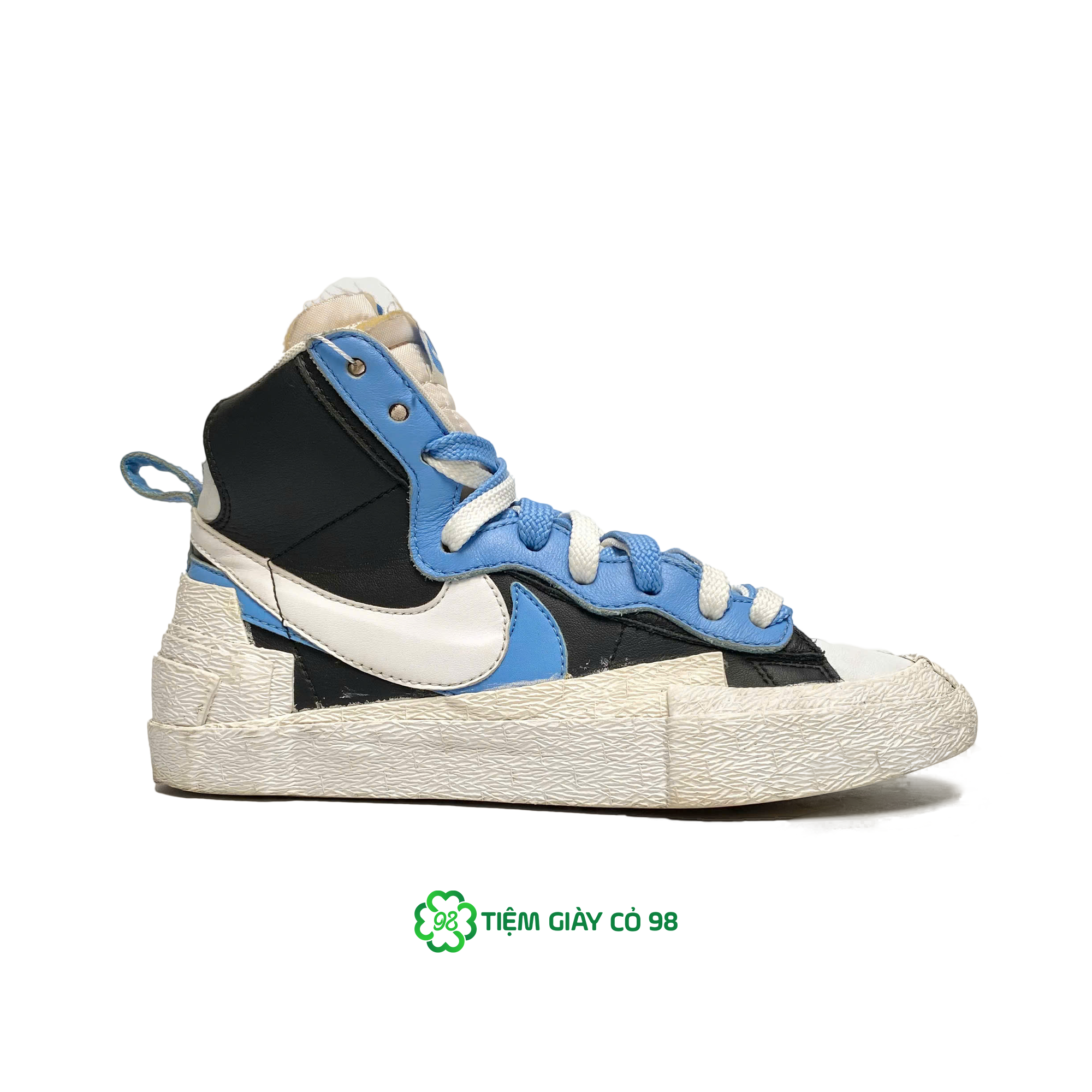  NIKE SACAI X BLAZER MID BLACK BLUE BV0072-001 