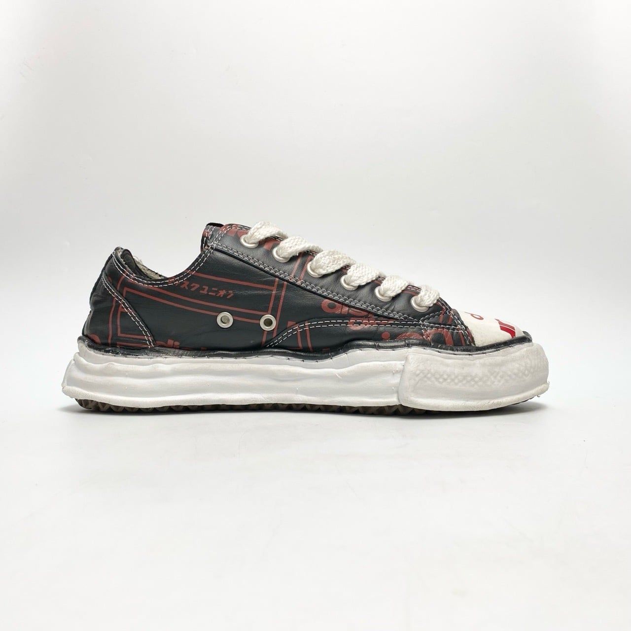  MAISON MIHARA YASUHIRO ORIGINAL SOLE DISKUNION LEATHER LOW-TOP A04FW714 