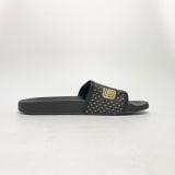  GUCCI BLACK SUPREME CANVAS SLIDES 