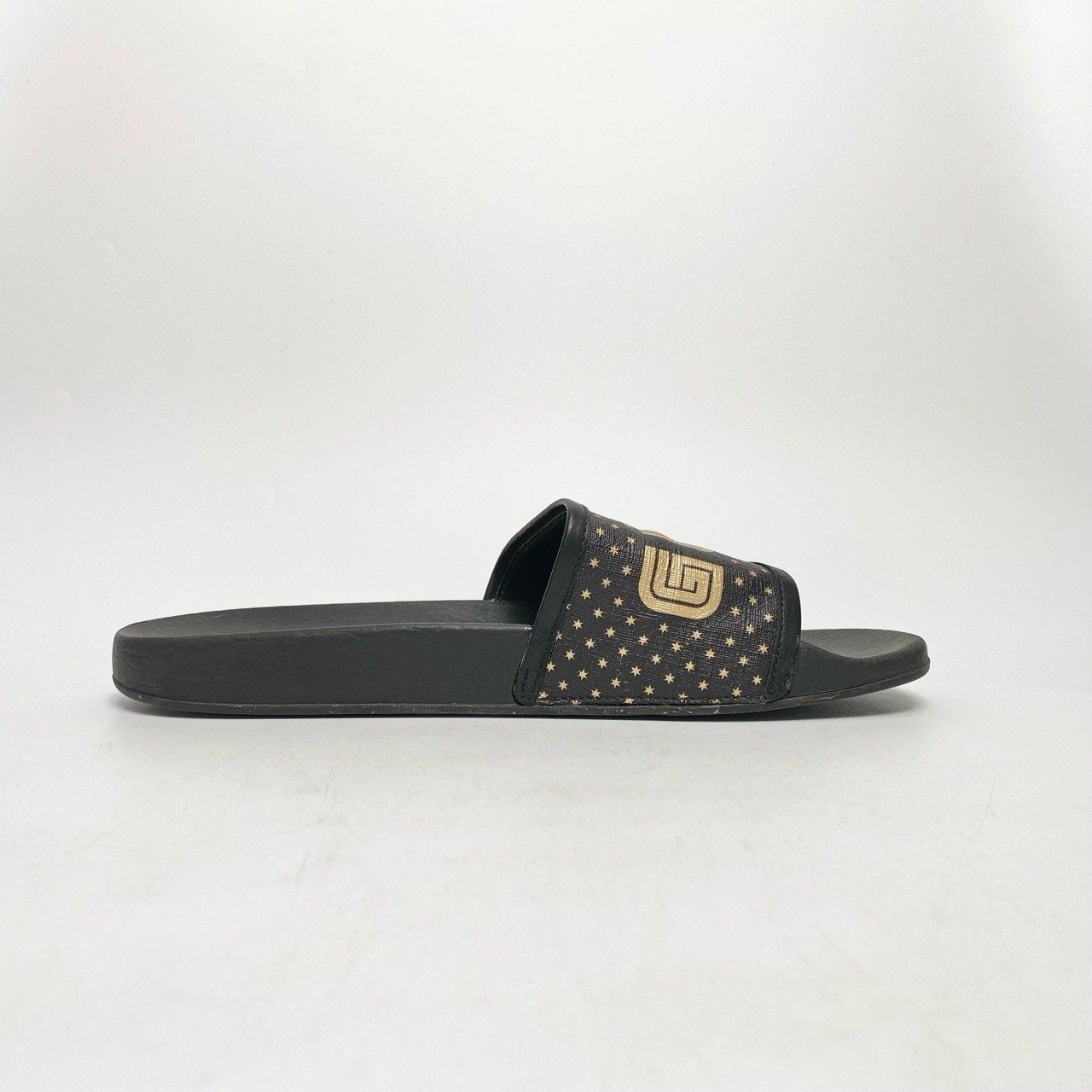  GUCCI BLACK SUPREME CANVAS SLIDES 