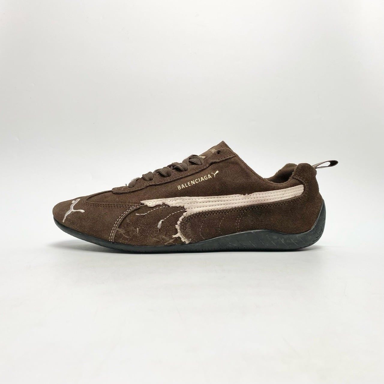  PUMA SPEEDCAT BALENCIAGA SUEDE DISTRESSED BROWN WHITE 406519-05 