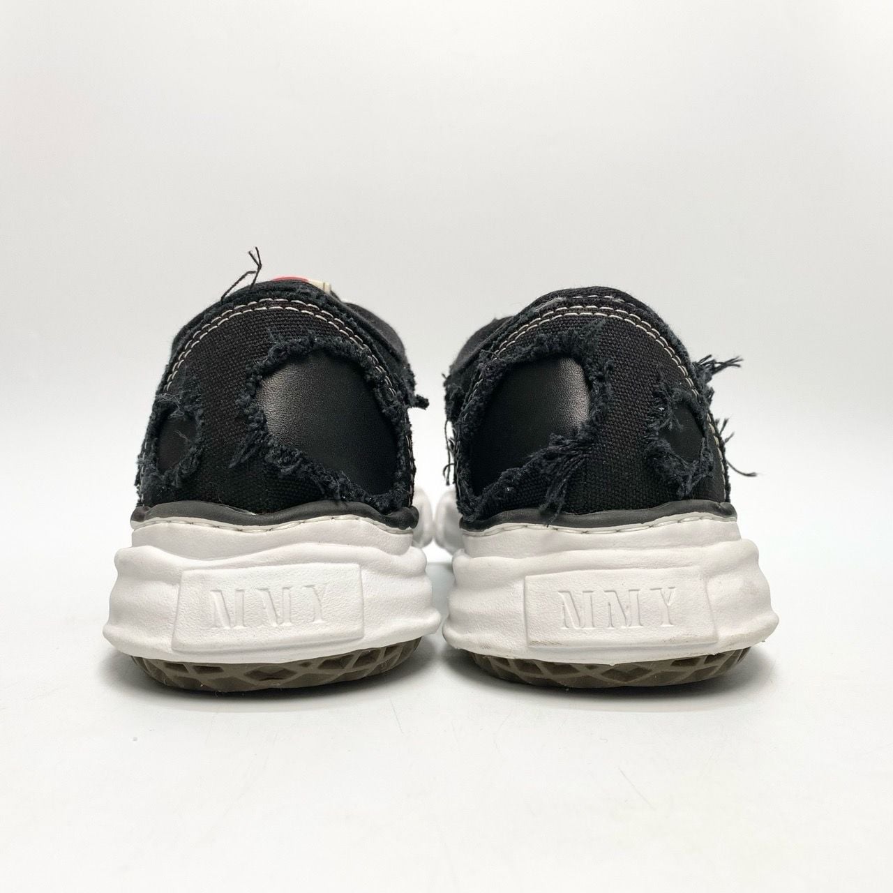  MAISON MIHARA YASUHIRO BAKER BROKEN LEATHER CANVAS LOW BLACK A08FW727 