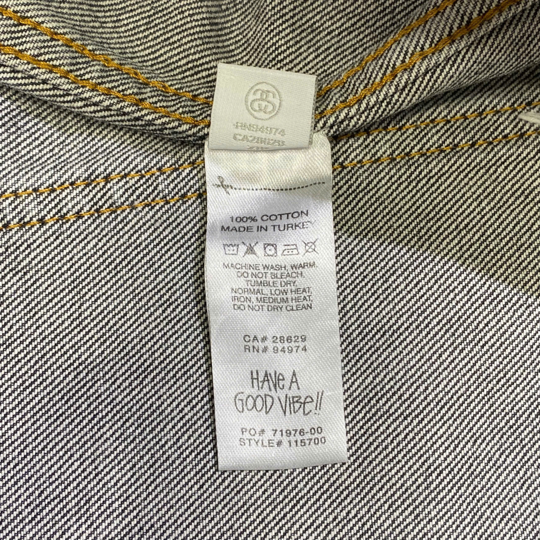  STUSSY WORLDWIDE ZIP WORK JACKET DENIM BLACK 