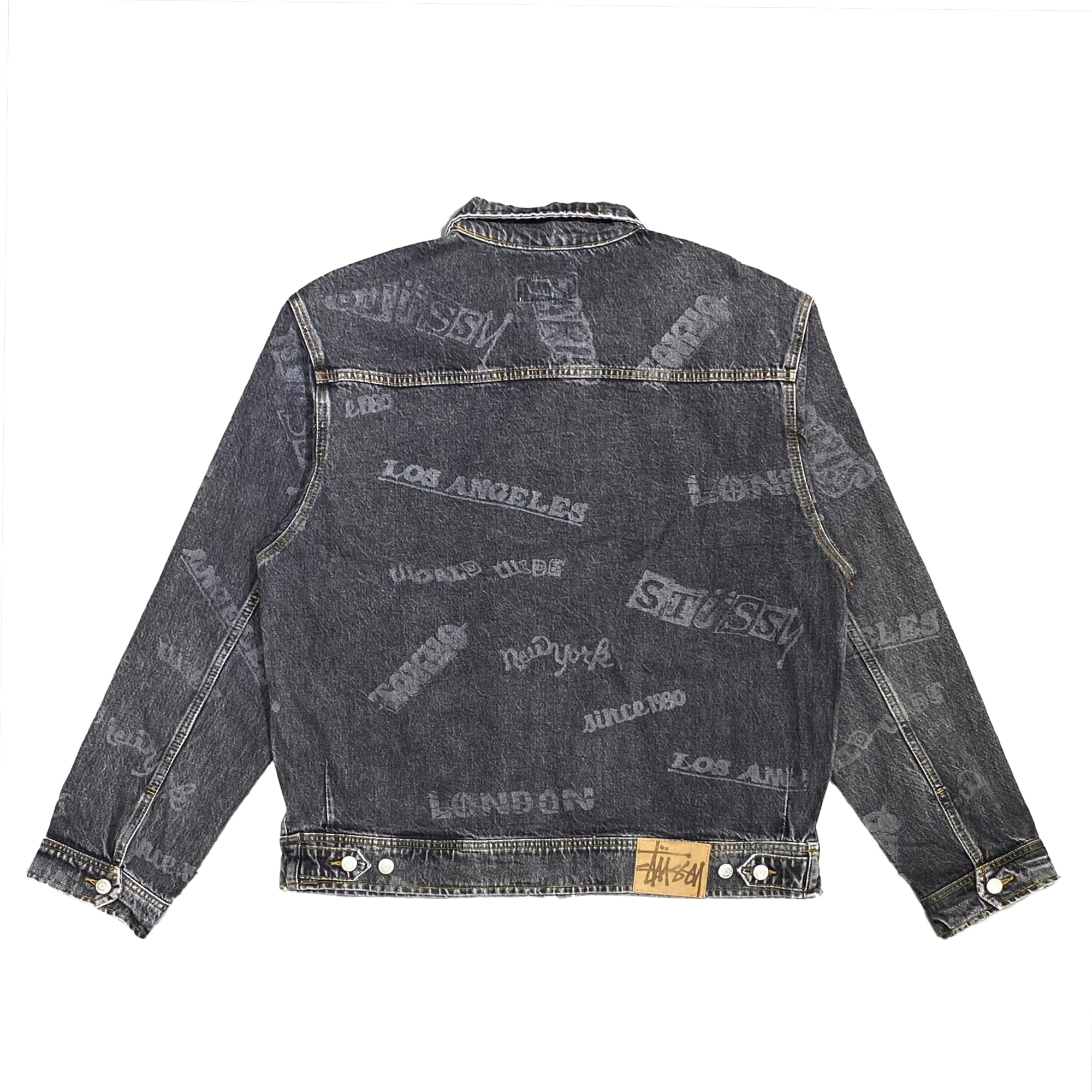  STUSSY WORLDWIDE ZIP WORK JACKET DENIM BLACK 