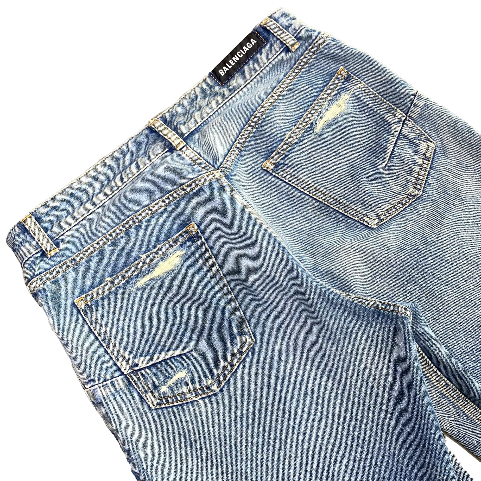 BALENCIAGA BLUE BIKER DARTS JEANS 