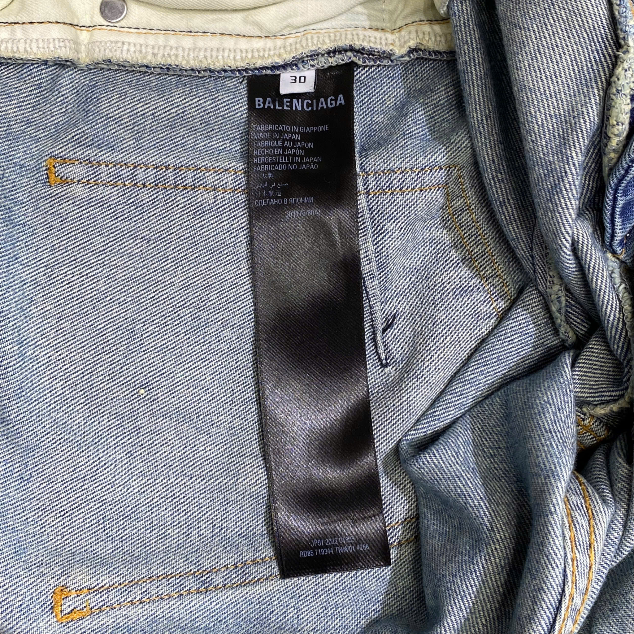  BALENCIAGA BLUE BIKER DARTS JEANS 