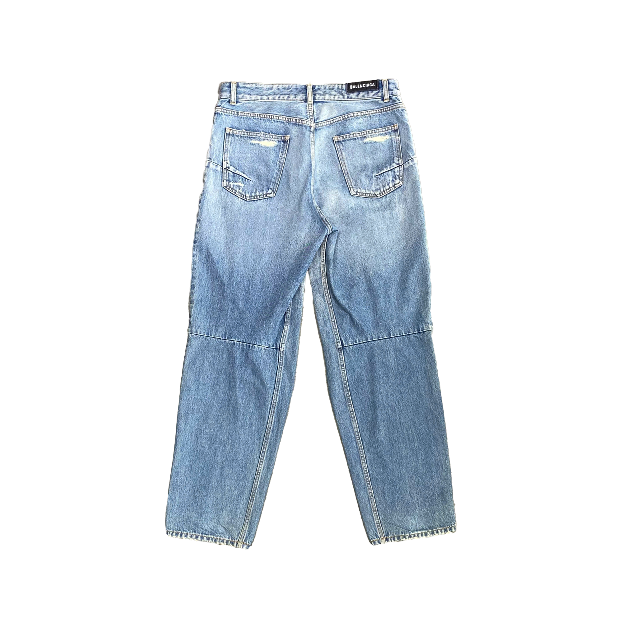  BALENCIAGA BLUE BIKER DARTS JEANS 
