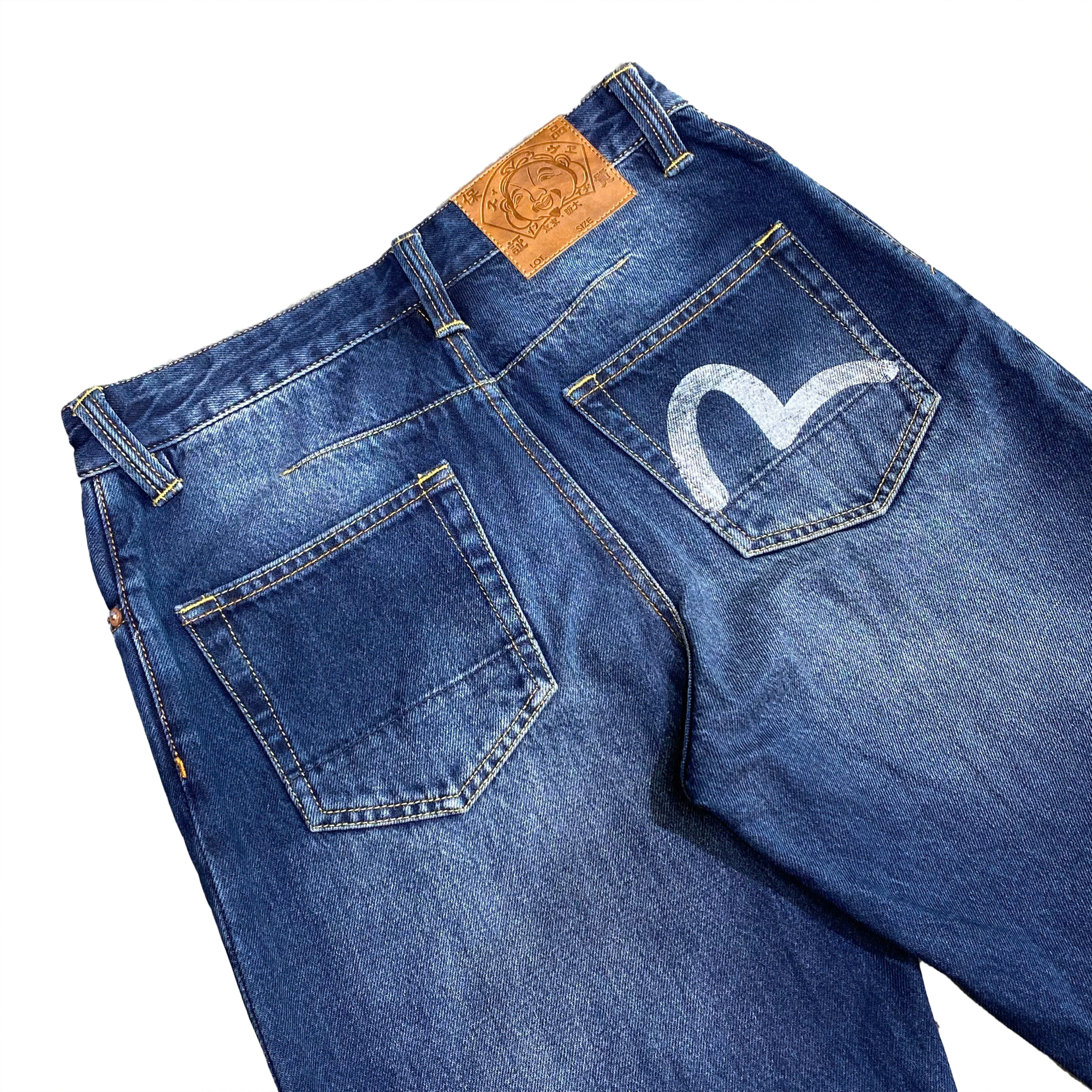  EVISU HAND-DRAWN SEAGULL PRINT 3D FIT JEANS 