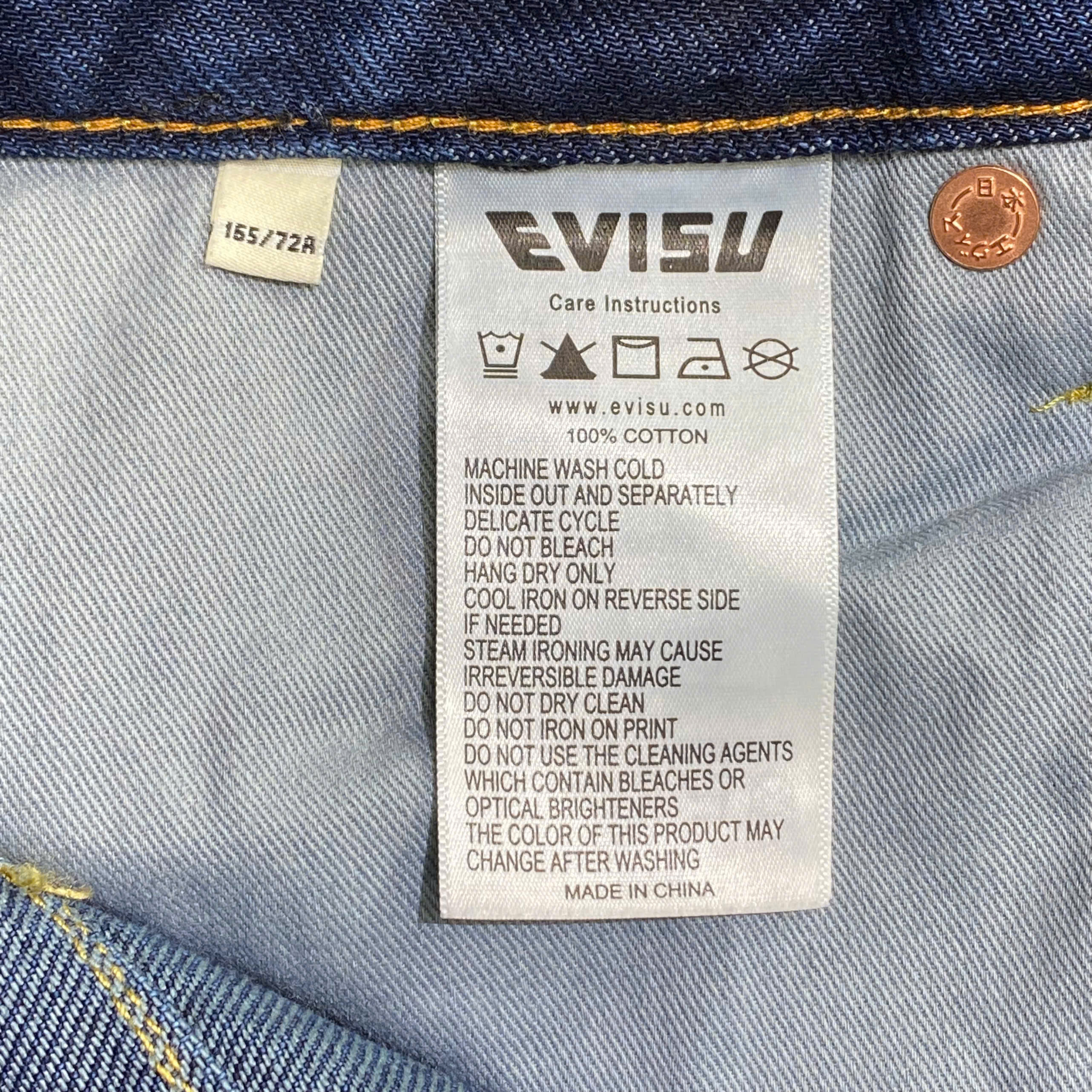  EVISU HAND-DRAWN SEAGULL PRINT 3D FIT JEANS 