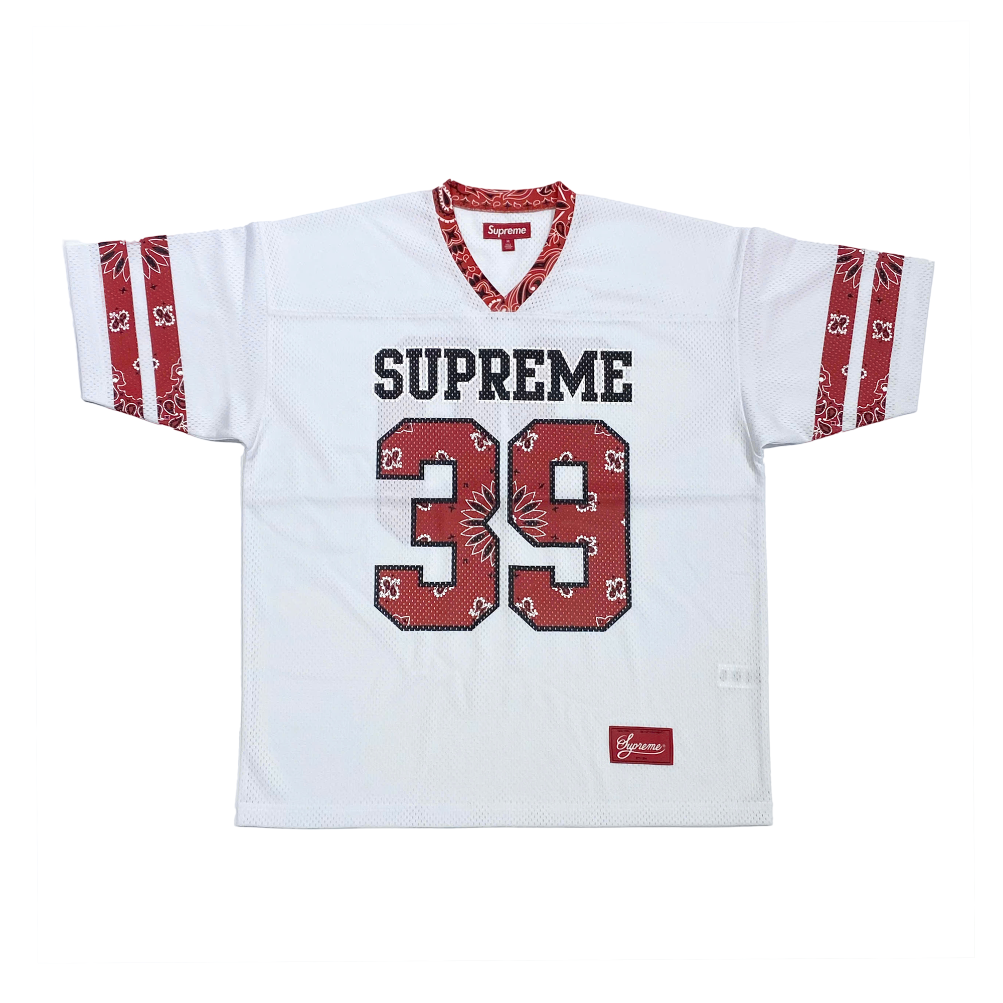 SUPREME JERSEY WHITE&RED 39 BANDANA FOOTBALL 