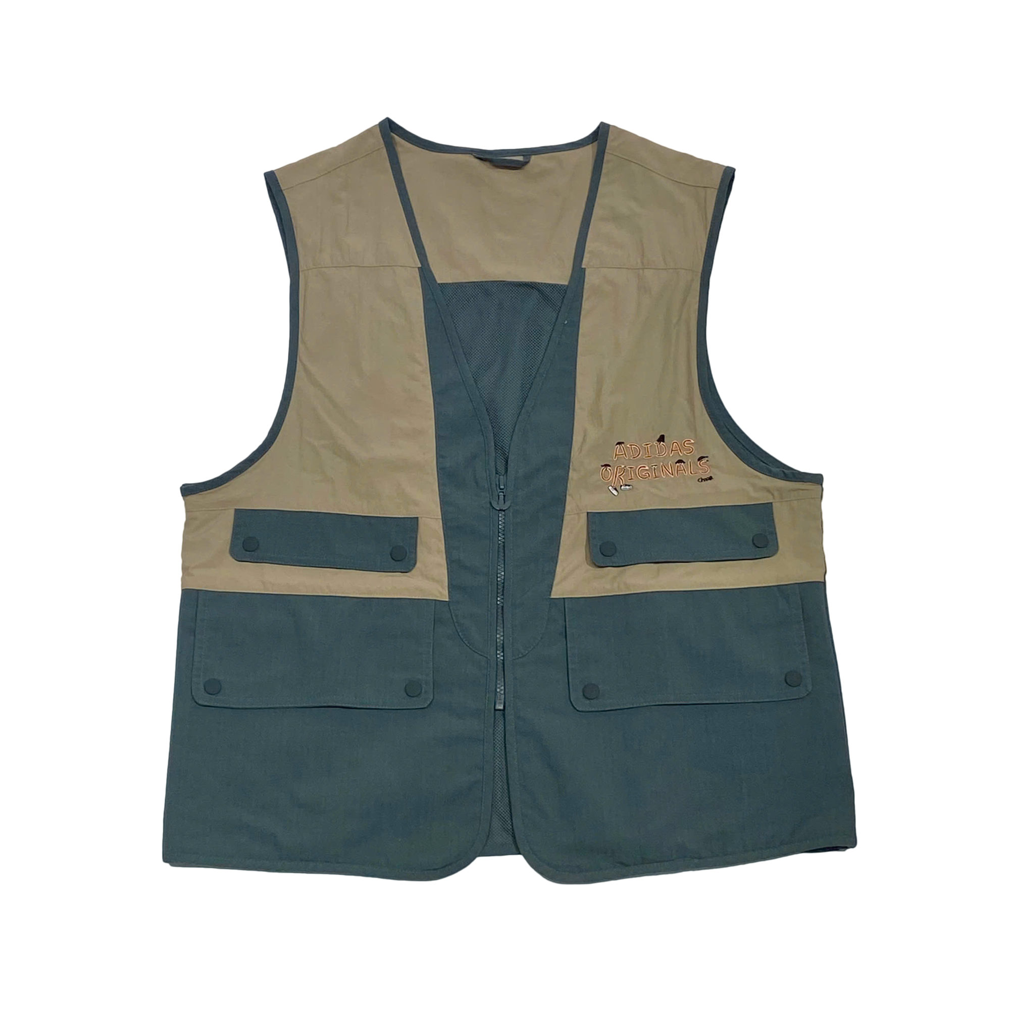  ADIDAS ORIGINALS TREFOIL PATCHAWORK MULT-POCKET ZIP VEST 