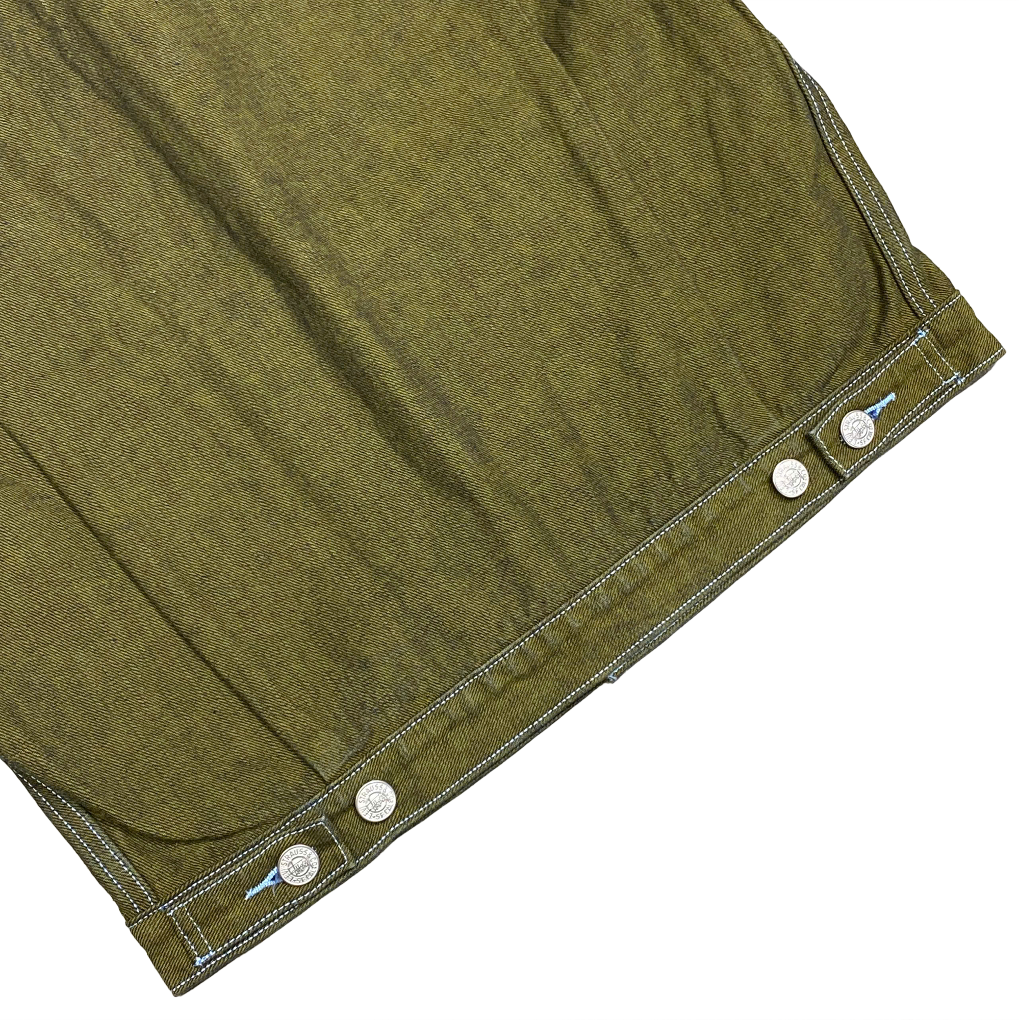  STUSSY X LEVI'S CRISPY RINSE TRUCKER JACKET GREEN 