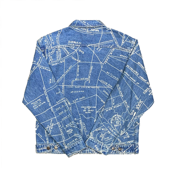  SUPREME NEW YORK DENIM PRINTED TRUCKER JACKET BLUE 